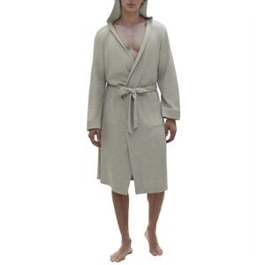 GAP Robe‎ Mens Medium Heather Gray Waffle Knit Bathrobe Belted Loungewear NWT